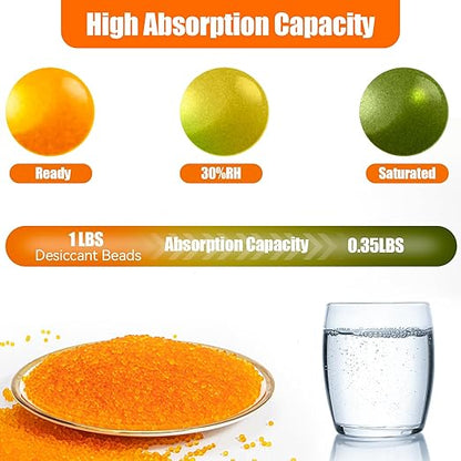 4LBS Desiccant Beads, Premium Orange Indicating Reusable Silica Gel Beads Bulk - Image 3