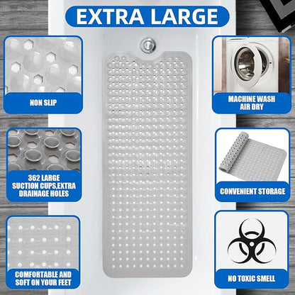 ZHICHENG Bath Tub and Shower Mats, Non-Slip 39 x 16 Inch Extra Long Bath Mat - Image 3