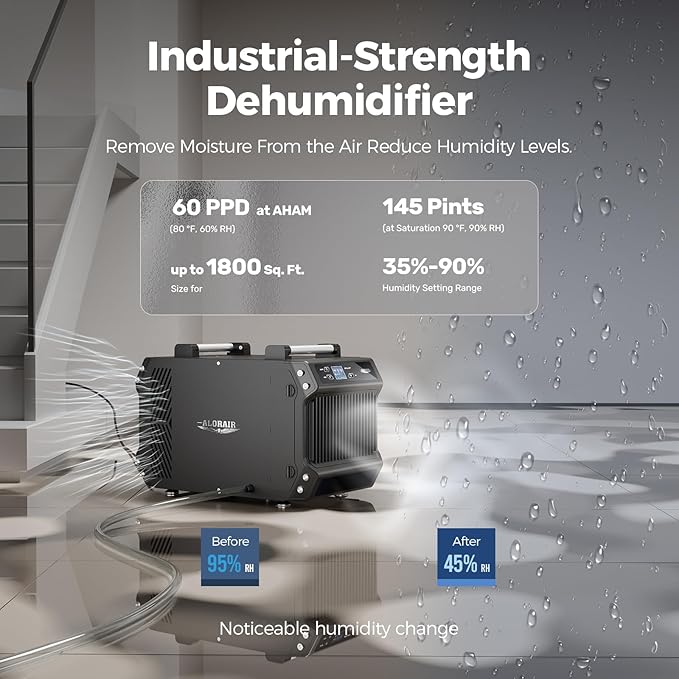 ALORAIR Crawlspace Dehumidifiers, 145 Pint Commercial Dehumidifier - Image 2