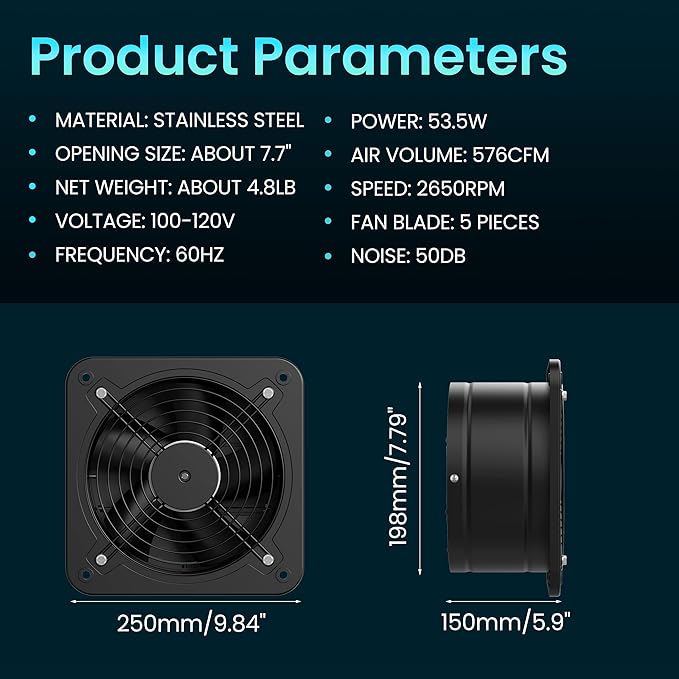 HG Power 8 Inch Exhaust Fan - Image 6