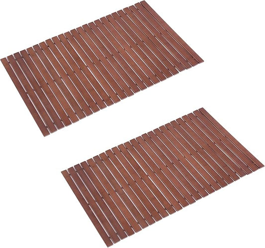 Bath Mat Bathroom Rugs Floor Wood Shower Bathtub Waterproof Non Slip Walnut by Fovlaurs