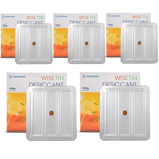 5 Packs 500 Gram Desiccant Canisters, Indicating & Rechargeable Gun Safe by Wisesorb