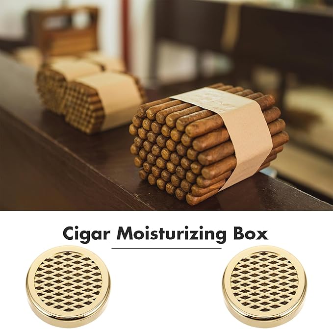 3Pcs Golden Round Humidifier for Humidor, Abs Sponge Humidification Accessory - Image 2