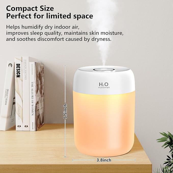 FUWANG Portable Mini Humidifier, 650ml Small Cool Mist Humidifier, USB Personal - Image 2