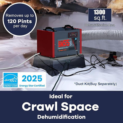 Abestorm Crawl Space Dehumidifier 120Pint Commercial Basement, Industrial Under - Image 2