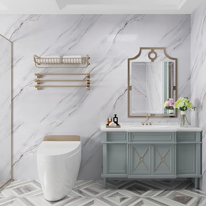 Gold White Marble Countertop Self Adhesive Covering Waterproof Granite Contact - Image 5