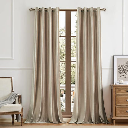 BULBUL Luxury Champagne Beige Velvet Curtains: 120 inches Elegant Living Room - Image 5