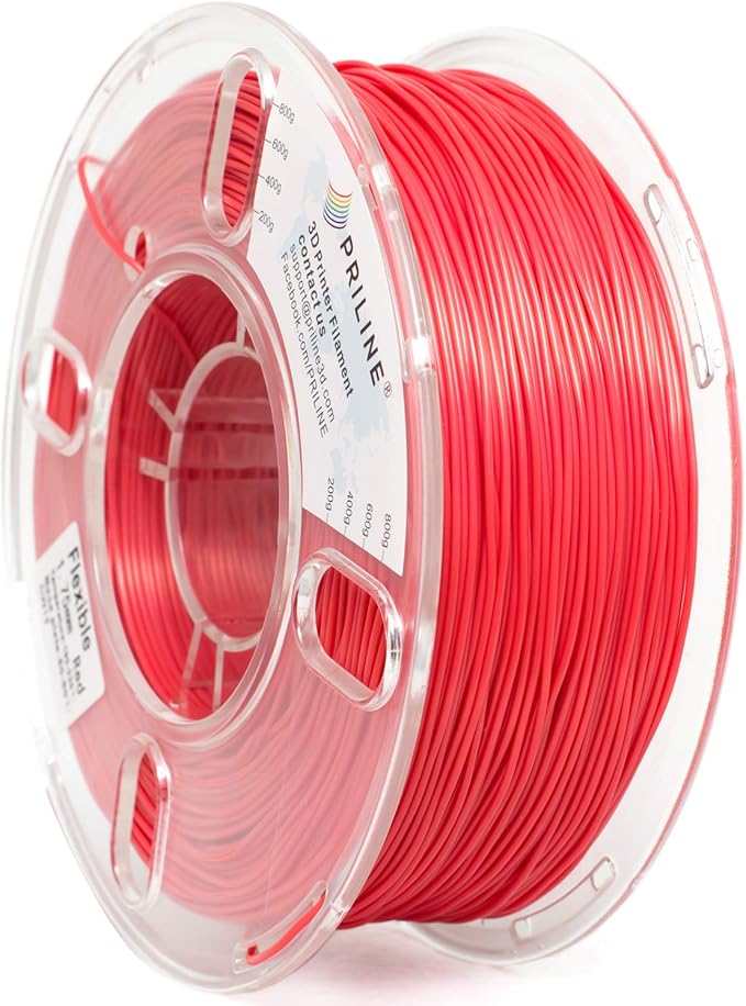 TPU Filament，PRILINE 98A TPU Flexible Soft 3D Printer Filament，1KG 1.75mm Spool by PRILINE