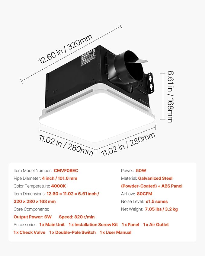 VEVOR Bathroom Exhaust Fan - Image 7