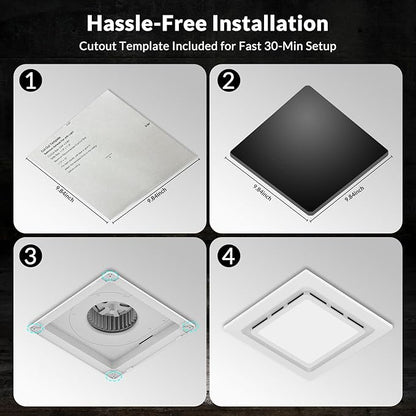 TEPU Bathroom Exhaust Fan with Light 144 CFM, 11.8In Grille, Cutout Size 9.8" x - Image 5