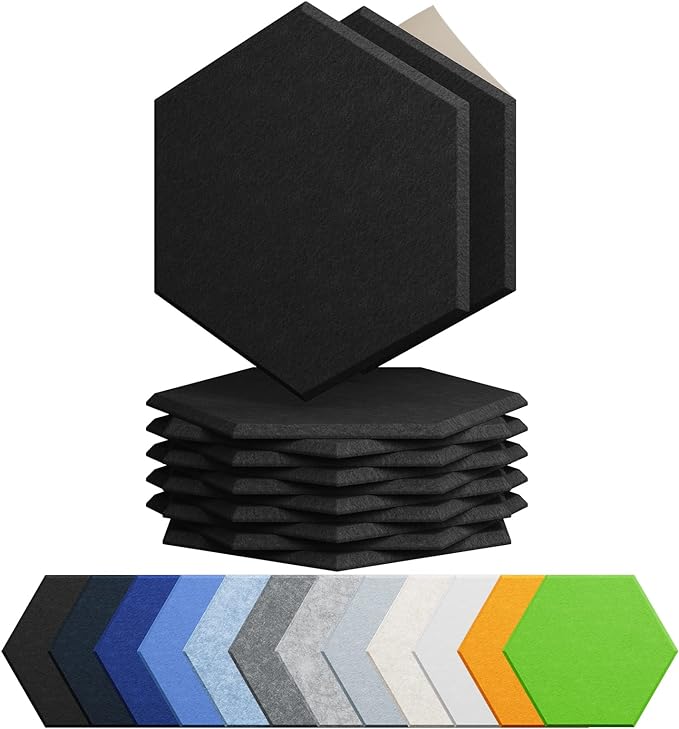 12 Pack Acoustic Panels Self Adhesive Sound Proof Foam, High Density Sound by Amantech