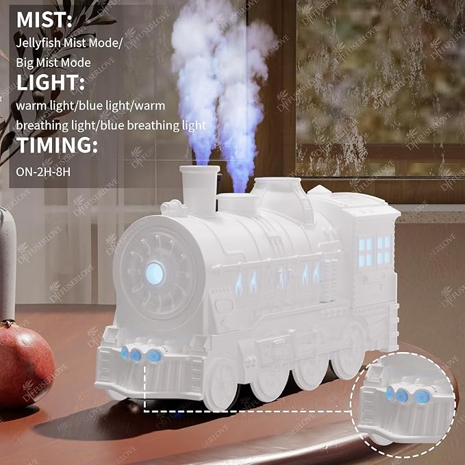 Diffuserlove Essential Oil Diffuser 300ML Train Cool Mist Humidifier Quiet - Image 6