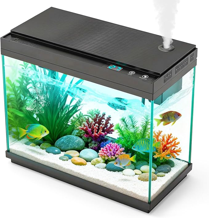 Smart Aquarium Fish Tank with Silent Water Pump, 2.4 Gallon Small Aquarium with by Rechale