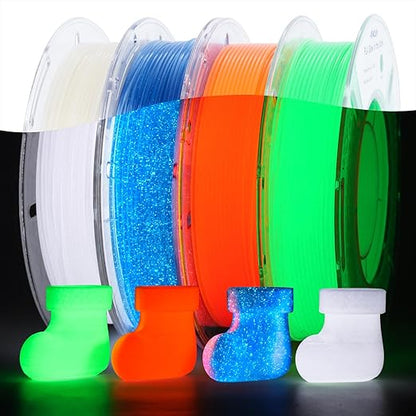 AMOLEN Glow in The Dark 3D Printer PLA Filament Christmas Bundle, Glow Filament by AMOLEN