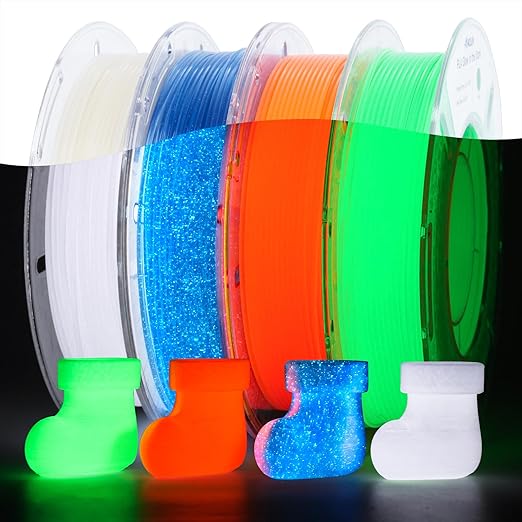AMOLEN Glow in The Dark 3D Printer PLA Filament Christmas Bundle, Glow Filament by AMOLEN
