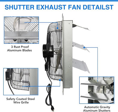 KEN BROWN 14 Inch Shutter Exhaust Fan, Gable Vent Fan, Wall Mount Ventilation - Image 7