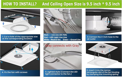 Bathroom Exhaust Fan with Light DC Energy-Saving Bathroom Ventilation Fan - Image 4