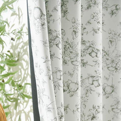 jinchan Pinch Pleated 95% Blackout Floral Curtains, Sage Green 96 Inches Long - Image 3