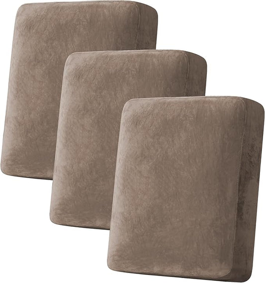 H.VERSAILTEX Velvet Stretch Couch Cushion Cover Plush Cushion Slipcover by HVERSAILTEX