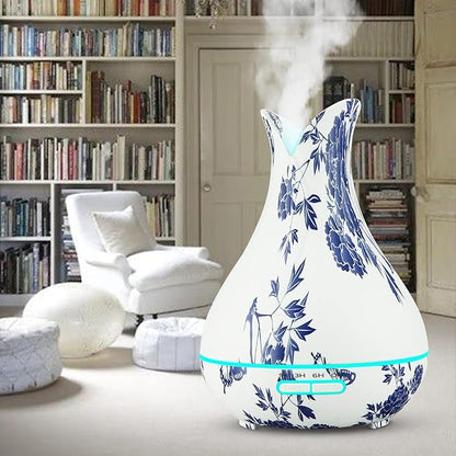 Oriental Blue-and-White Floral Pattern Grain Aroma Diffuser Ultrasonic Cool - Image 4
