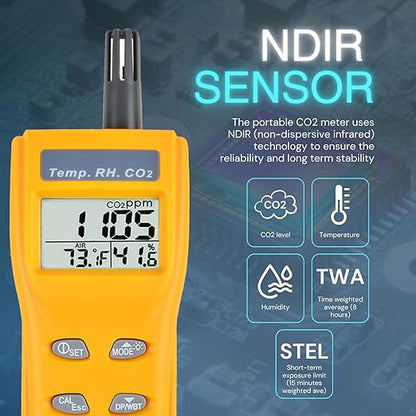 Portable CO2 Meter Handheld CO2 Detector Monitor 0~9999ppm, Carbon Dioxide Meter - Image 4