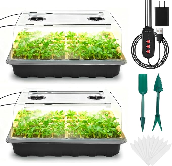 Seed Starter Tray with Grow Light, 96-Cell Seed Starter Kit, Seedling Starter by Ryscam