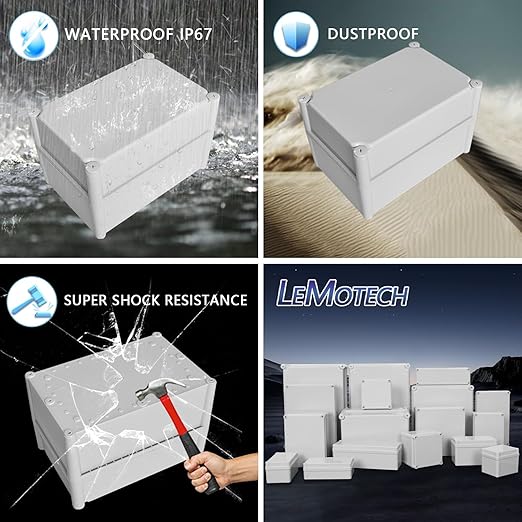 LeMotech IP67 Waterproof Junction Box ABS Plastic Project Box Dustproof - Image 8