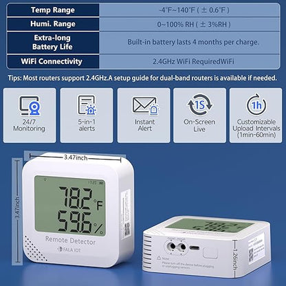 Remote WiFi Temperature & Humidity Sensor, No Subscription 24/7 Remote Temp - Image 3