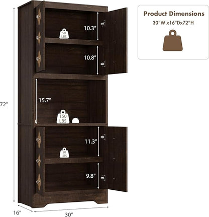 Garvee 72" Tall Pantry Cabinet, Kitchen Hutch Storage Cabinet - Image 2