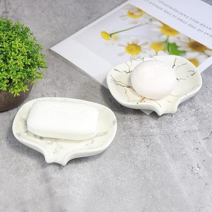Ceramic Marble Texture Soap Dish, Self Draining Slot, Portable - Image 8