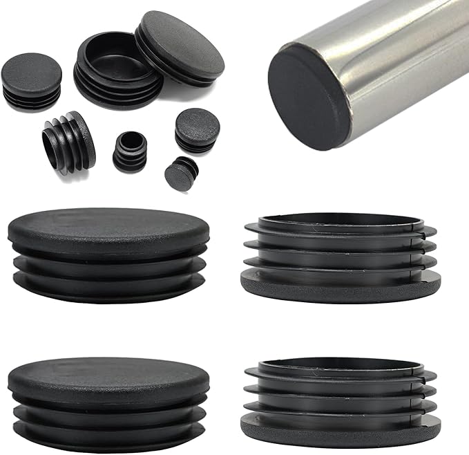 2" Plastic Hole Plugs Black -Round Chair Leg Caps, Flush Mount Pipe Plugs by EASYEAH