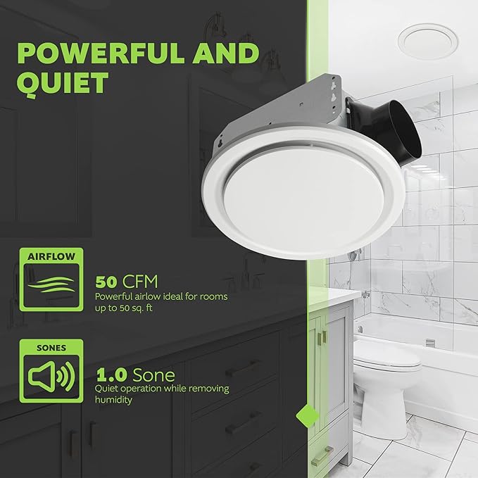 Homewerks 7140-50-G3 Bathroom Fan Ceiling Mount Exhaust Ventilation, Ultra - Image 3