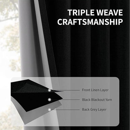 CUCRAF Linen 100% Blackout Curtains 84 Inch Length 2 Panels Set, Back Tab and - Image 6