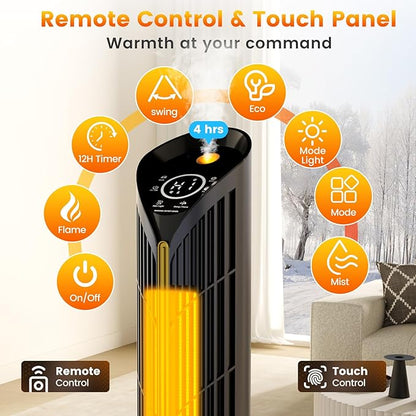 Auertech Space Heater with Humidifier & LED Light, 3 in 1 Portable Electric - Image 2