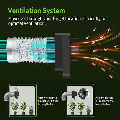 4-Inch Grow Tent Inline Duct Fan, Automatic Temperature & Humidity Sensing - Image 4