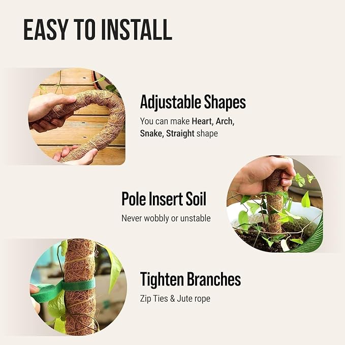 Moss Pole Monstera Plant Support – 48” Bendable Moss Pole Monstera Plant Support - Image 2