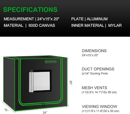 MELONFARM Small Grow Tent for Aerogarden，24”x16”x20” ，Hydroponics Growing - Image 7
