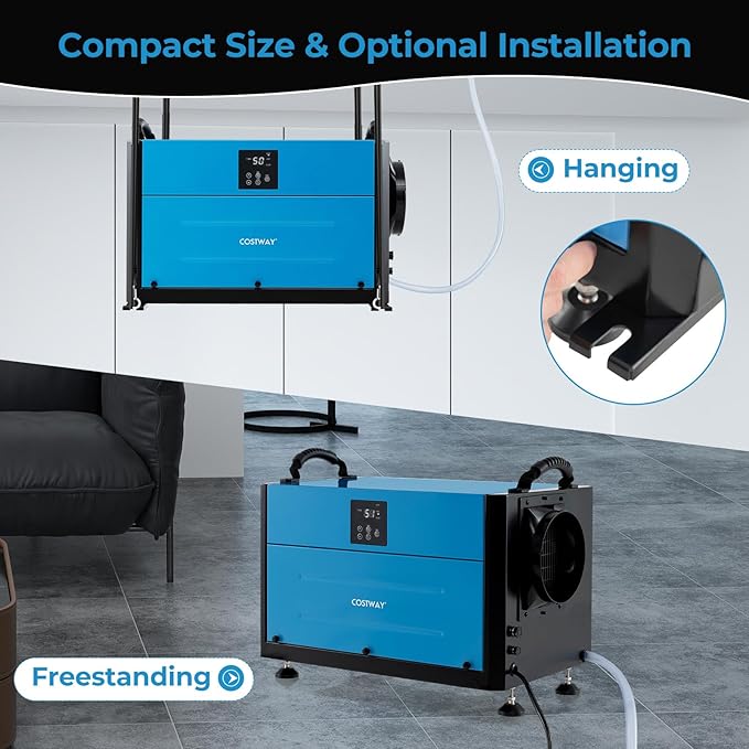 COSTWAY 192 PPD Commercial Dehumidifier, 2600 Sq.Ft Crawl Space Dehumidifier - Image 3