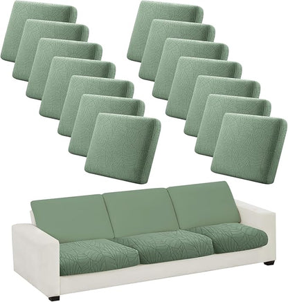 14Pcs Stretch Couch Cushion Covers, Water Resistant Outdoor Sofa Cuhsion Cover by CALBODE