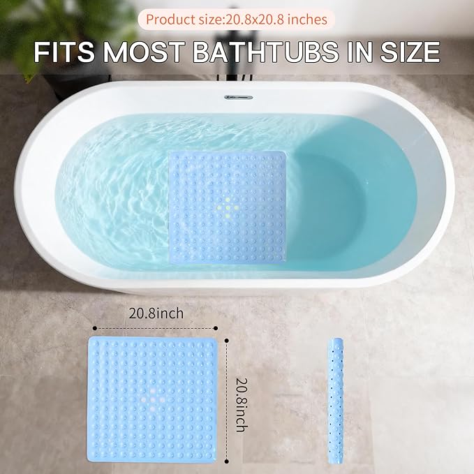 Anti-Slip Bathtub Shower mat, 20.8×20.8（Approximately 53×53cm） inch Soft - Image 3