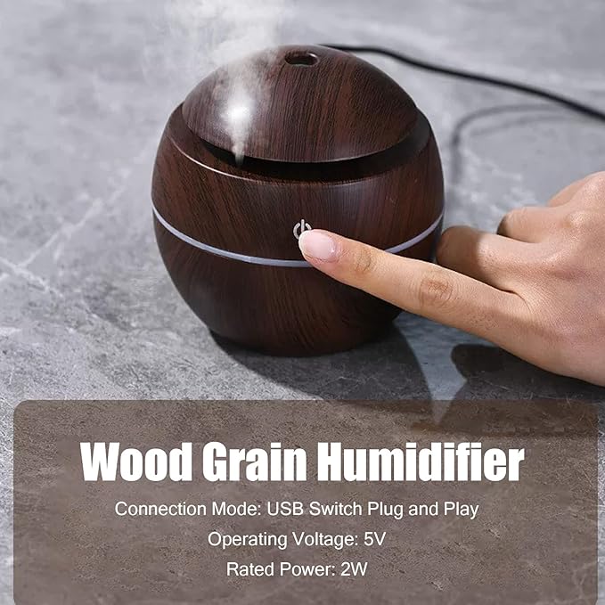 Wood Grain Humidifier, Portable Mini Humidifier Compact Portable 5V 2W USB - Image 4