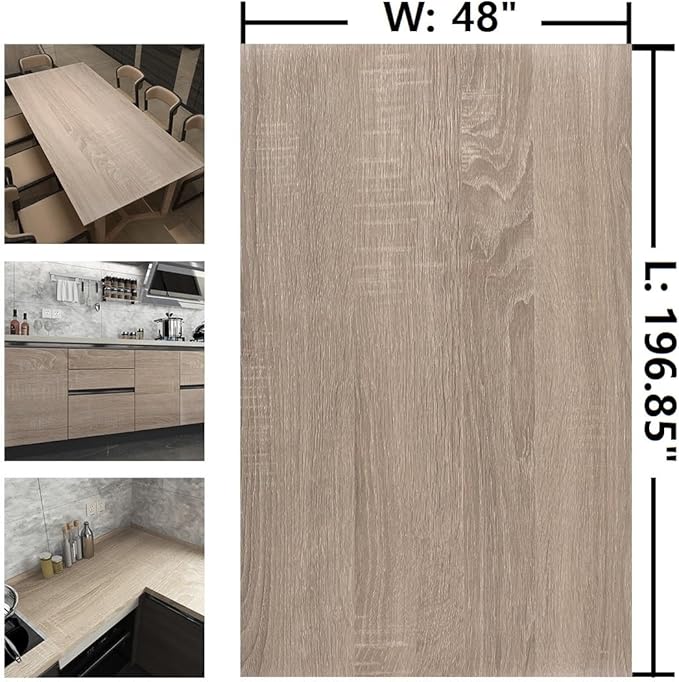 Large Size 196"x48" Wide Light Wood Grain Contact Paper Peel and Stick Gray - Image 7