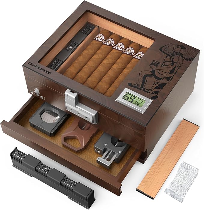 XIFEI Cigar Humidor, Glass Top Humidor Box by XIFEI