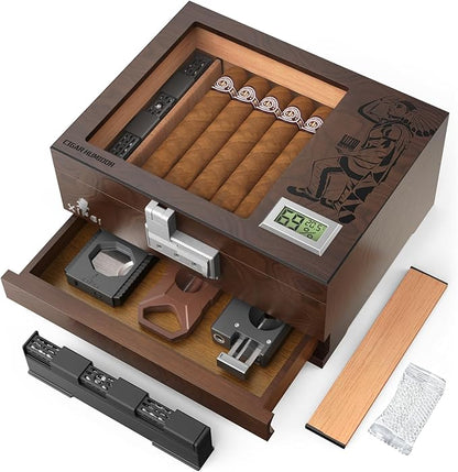 XIFEI Cigar Humidor, Glass Top Humidor Box by XIFEI