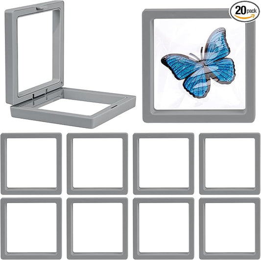 Framendino, 20 Pack Grey 3D Floating Frame Display Case Challenge Coin Holder by Unknown