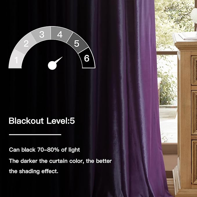 BULBUL Luxury Violet Velvet Curtains 108 inches Elegant Purple Living Room - Image 3