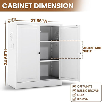 Metal Pantry Cabinet with 2 Adjustable Shelves, Small Kitchen Cupboard Storage - Image 2