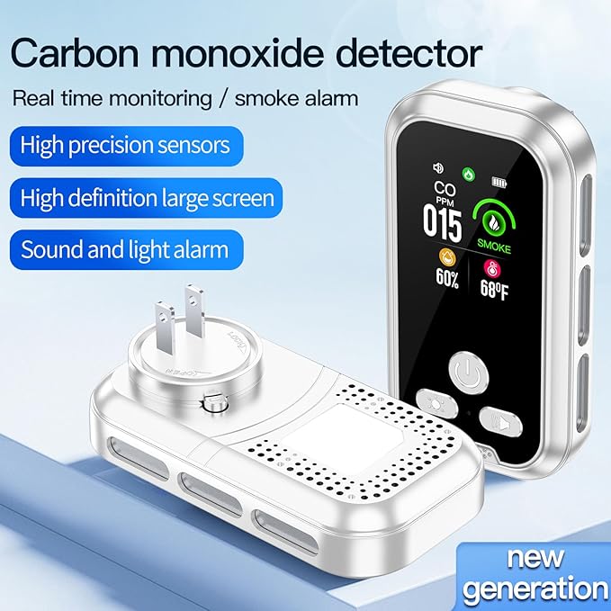 2-Pcs 4IN1 Plug in Smoke & Carbon Monoxide Detector Combination Builti-in 2000 - Image 3