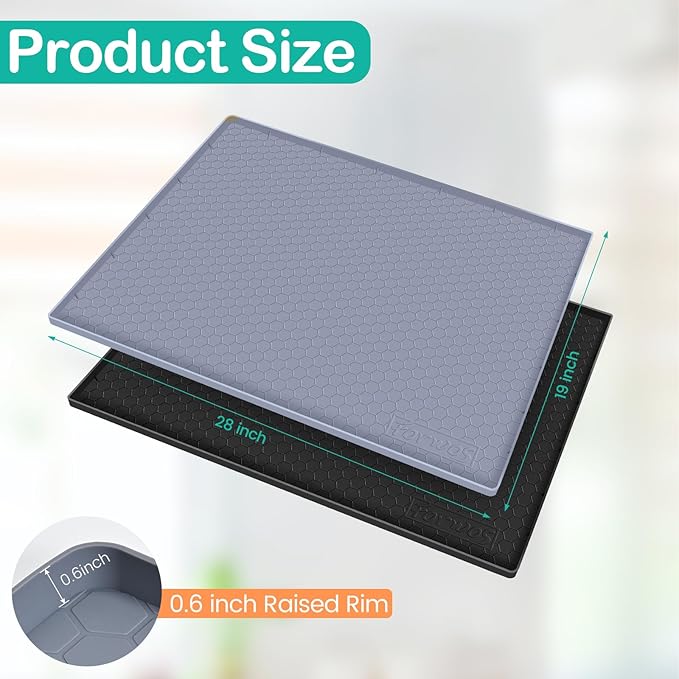 Waterproof Under Sink Mat 28" x 19", Silicone Cabinet Liner, Rubber Protector - Image 2