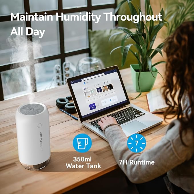 Portable Mini Humidifier, KQLKJ 350ml Small Cool Mist Humidifiers, USB Personal - Image 3